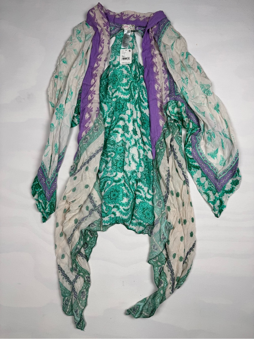 NWT Free People Kiss the Sky Butterfly Caftan One Size Green Purple Retail $78